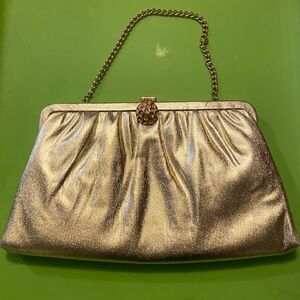 VTG,HL USA Glamorous Gold Chain Clutch Handbag